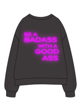 The Womens Crewneck - Washed Black - 513 Lagree - Left Chest Stacked & Center Back Stacked - Printed - Full color