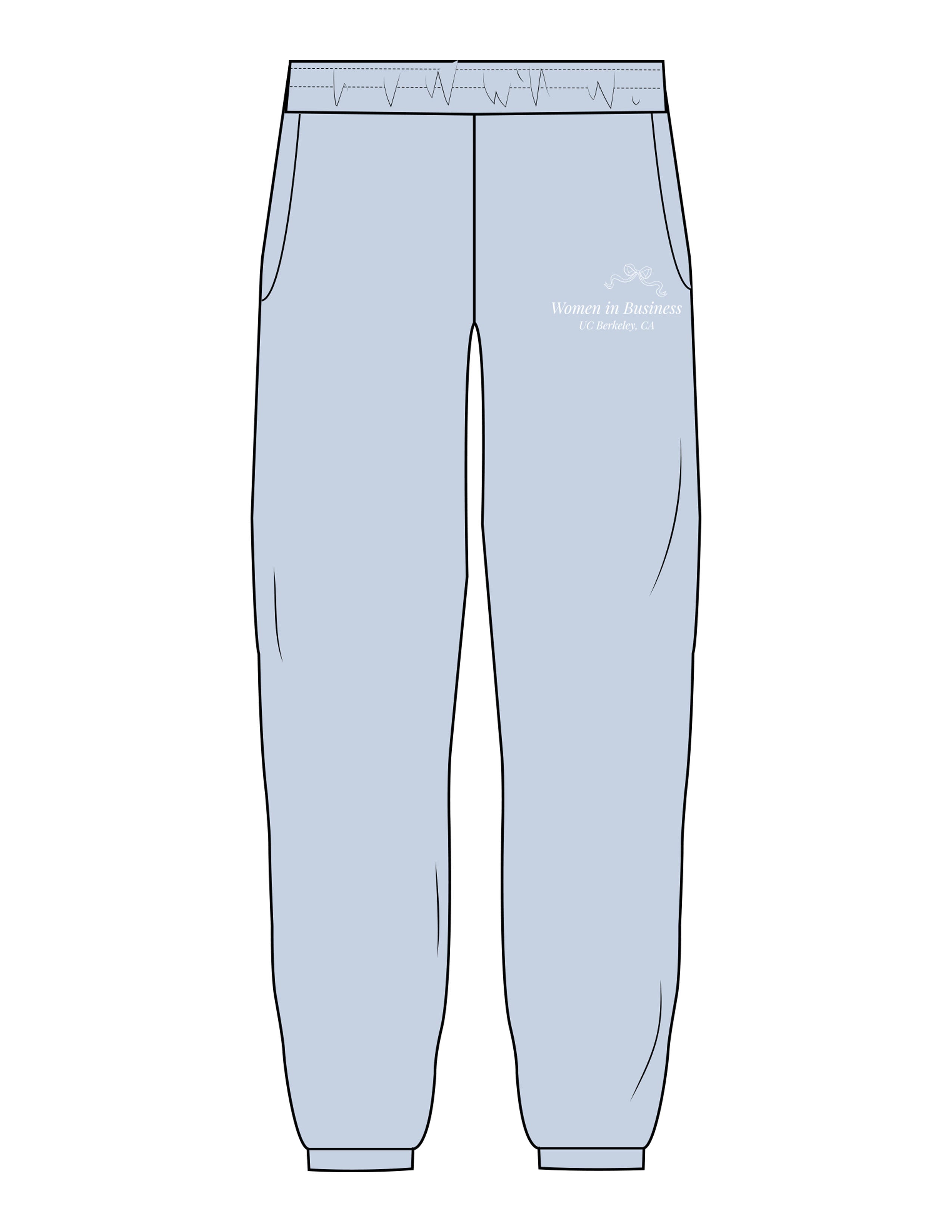 The Womens Sweatpants - Powder - Berkeley Women - Left Leg Stacked - Embroidered - White
