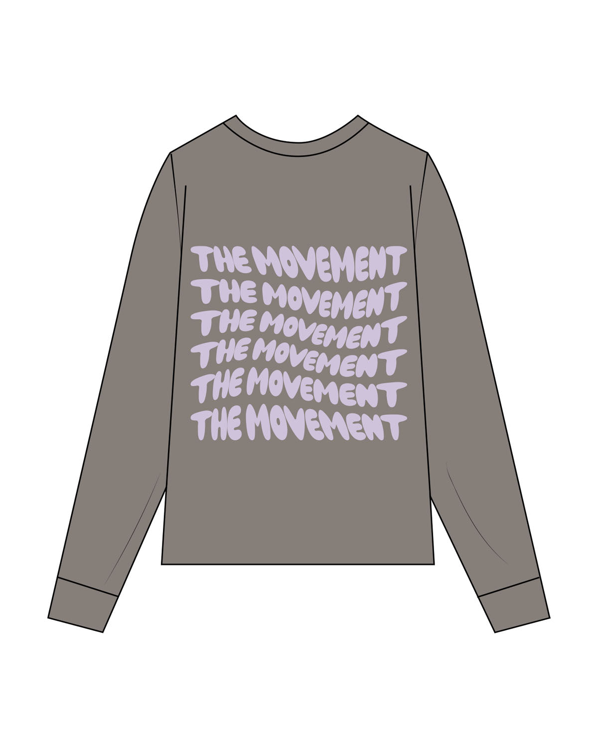 The Womens Heavyweight Long Sleeve - Washed Gray - The Mvmt by Amanda - Center Chest & Back Stacked Wavy - Printed - Full Color