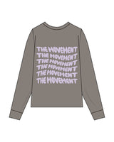 The Womens Heavyweight Long Sleeve - Washed Gray - The Mvmt by Amanda - Center Chest & Back Stacked Wavy - Printed - Full Color