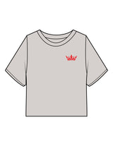 The Heavyweight Crop Tee - Washed Bone - Royal Training Club - Left Chest Crown & Back Stacked - Printed - Full Color