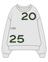 The Mens Crewneck - White Heather - D Lagree - Full Front - Printed - Green