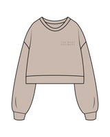 The Womens Crop Crewneck - Bone - The Body Refinery - Left Chest Stacked & Back Center Stacked - Tone on Tone
