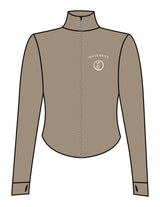 The 3/4 Crop Zip Jacket - Brown - Movement Pilates Buffalo - Left Chest - Printed - White