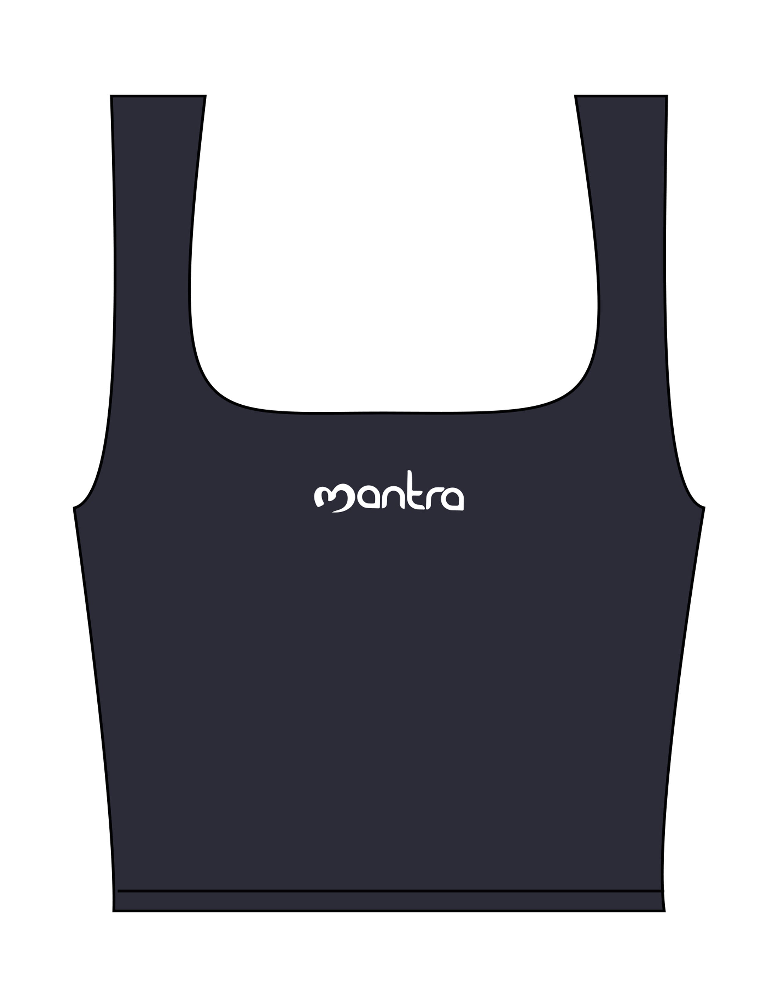 The Square Neck Tank - Navy - Mantra - Center Chest - Printed - White
