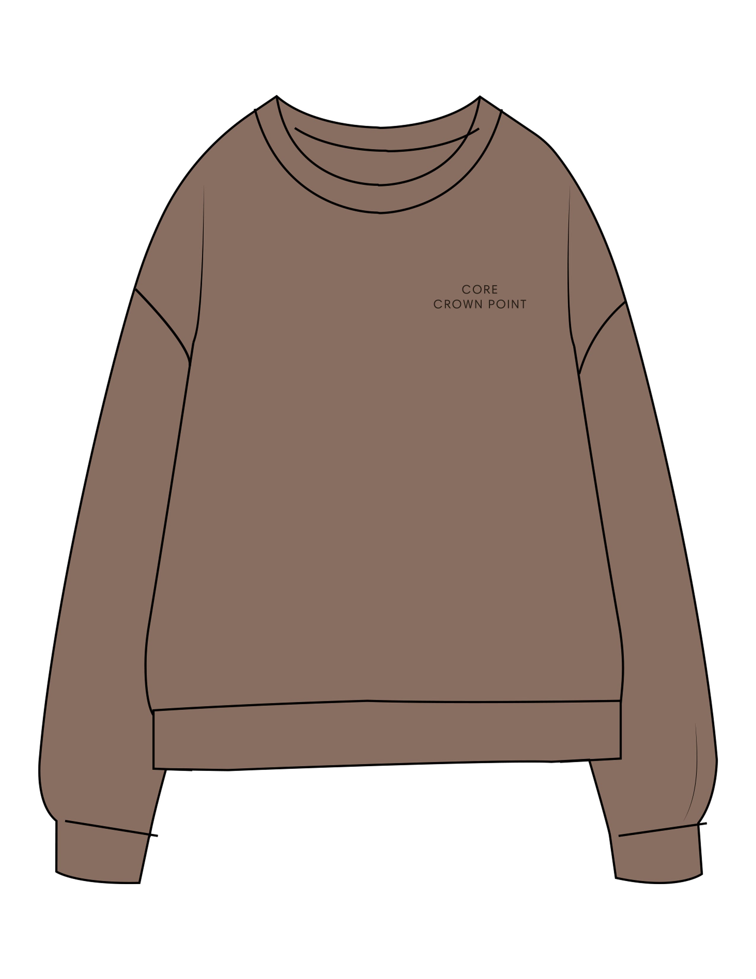 The Midweight Unisex Crewneck - Washed Sandstone - Core Crown Point - Left Chest & Back Stacked - Printed - Espresso