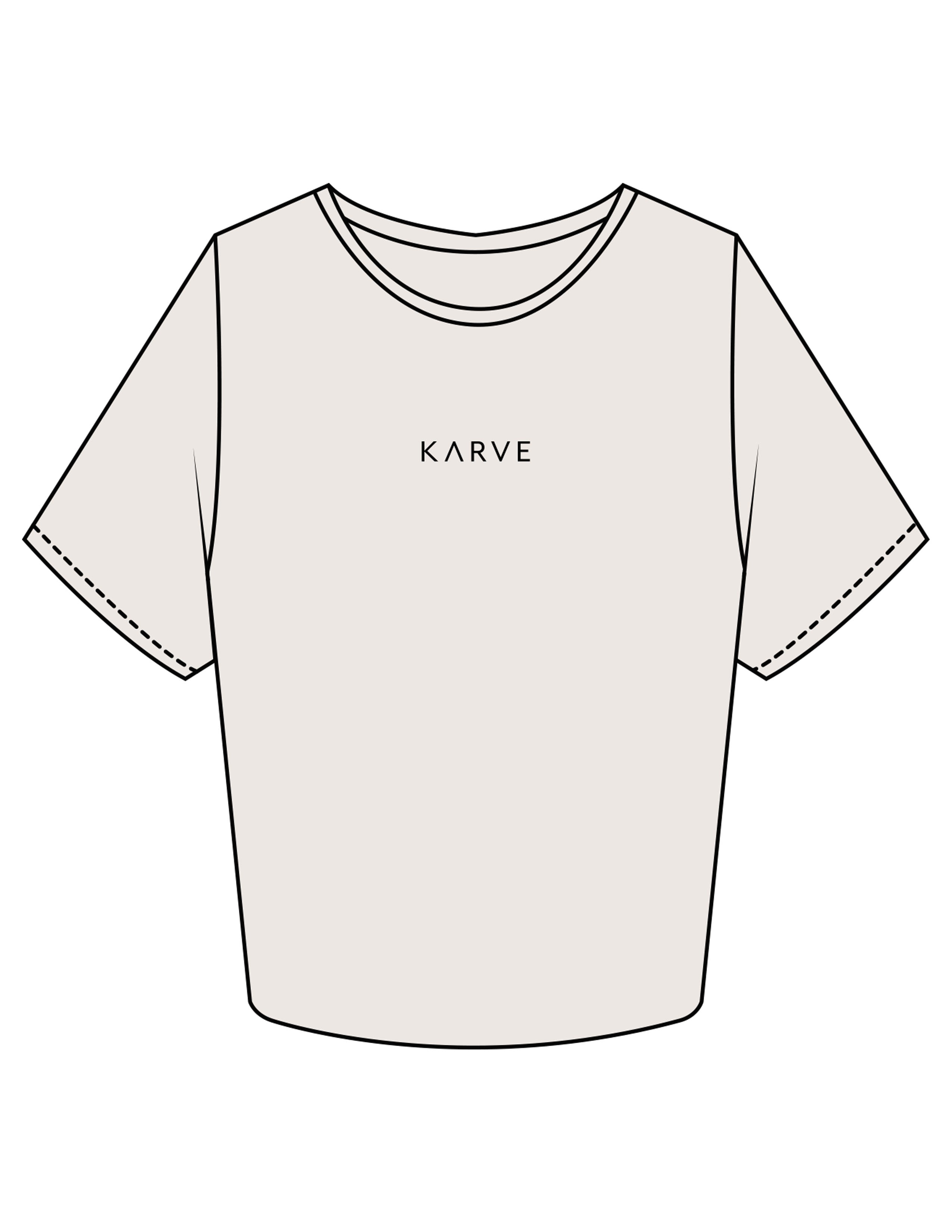 The Crop Tee - Bone - Karve - Center Chest & Back Wavy Stacked - Printed - Black