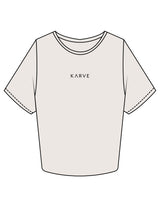 The Crop Tee - Bone - Karve - Center Chest & Back Wavy Stacked - Printed - Black