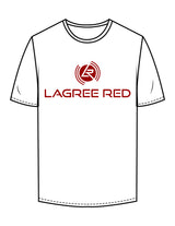 The Mens Tee - White - Lagree Red - Chest Stacked - Printed - Red