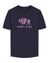 The Mens Tee - Midnight - Rebel Ride - Chest Logo Stacked - Printed - Full Color