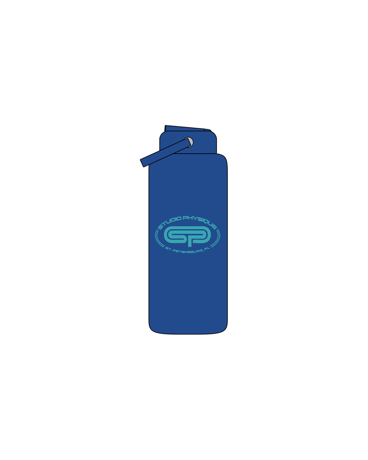 The Wide Mouth Water Bottle - Royal - Studio Physique - Center Body - Printed - Teal