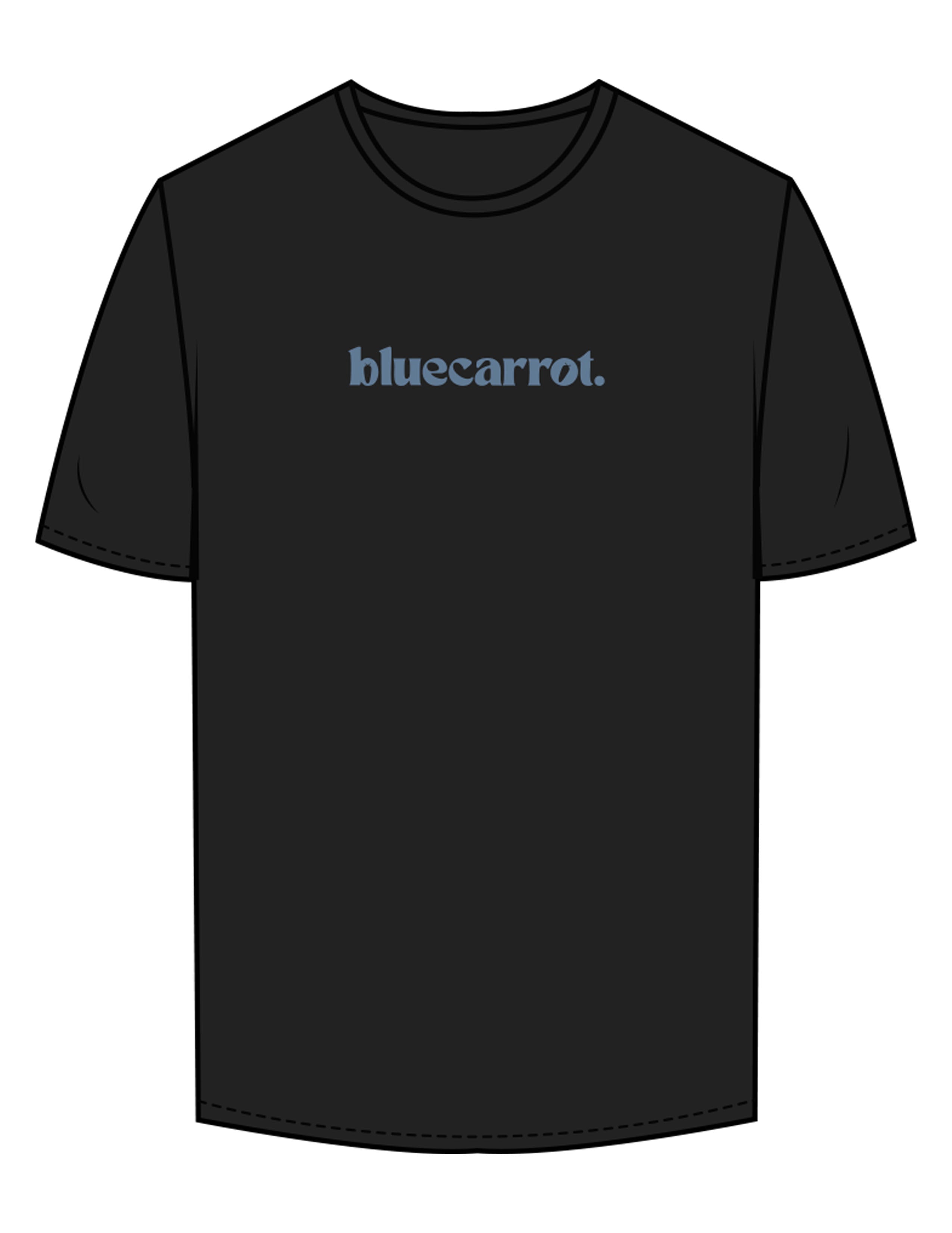 The Mens Tee - Black - BlueCarrot - Center Chest & Back Neckline - Printed - Blue