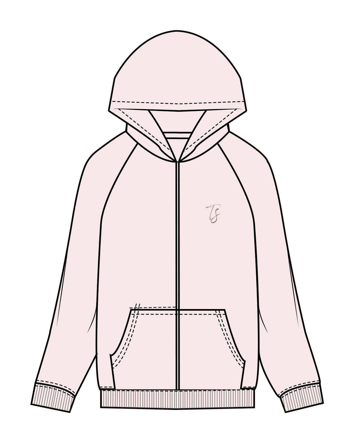 The Recycled Unisex Zip Hoodie - Blush - Team Sculpted - Left Chest & Center Back Logo - Printed - Brown