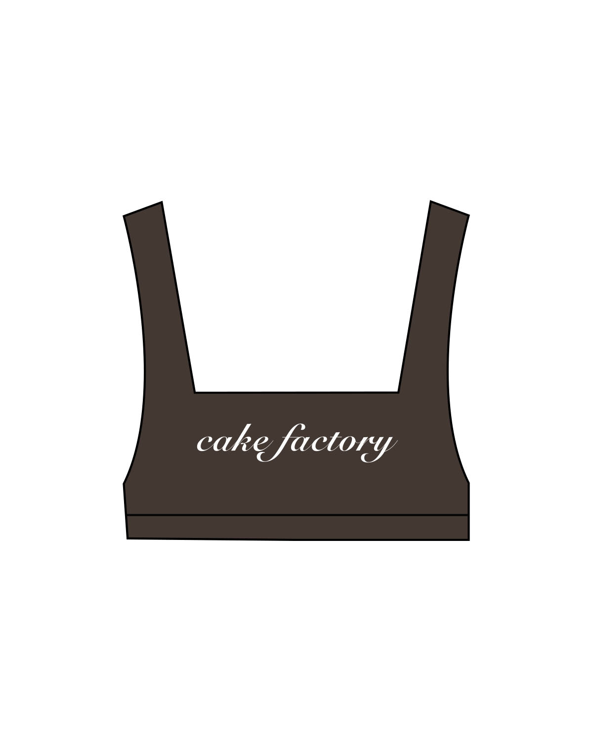The Box Cut Bra - Cafe - Cake Factory - Center Chest - Italic - White