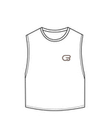 The Crop Muscle Tank - White - Cyclebar - Left Chest & Back Stacked - Printed - Cacao