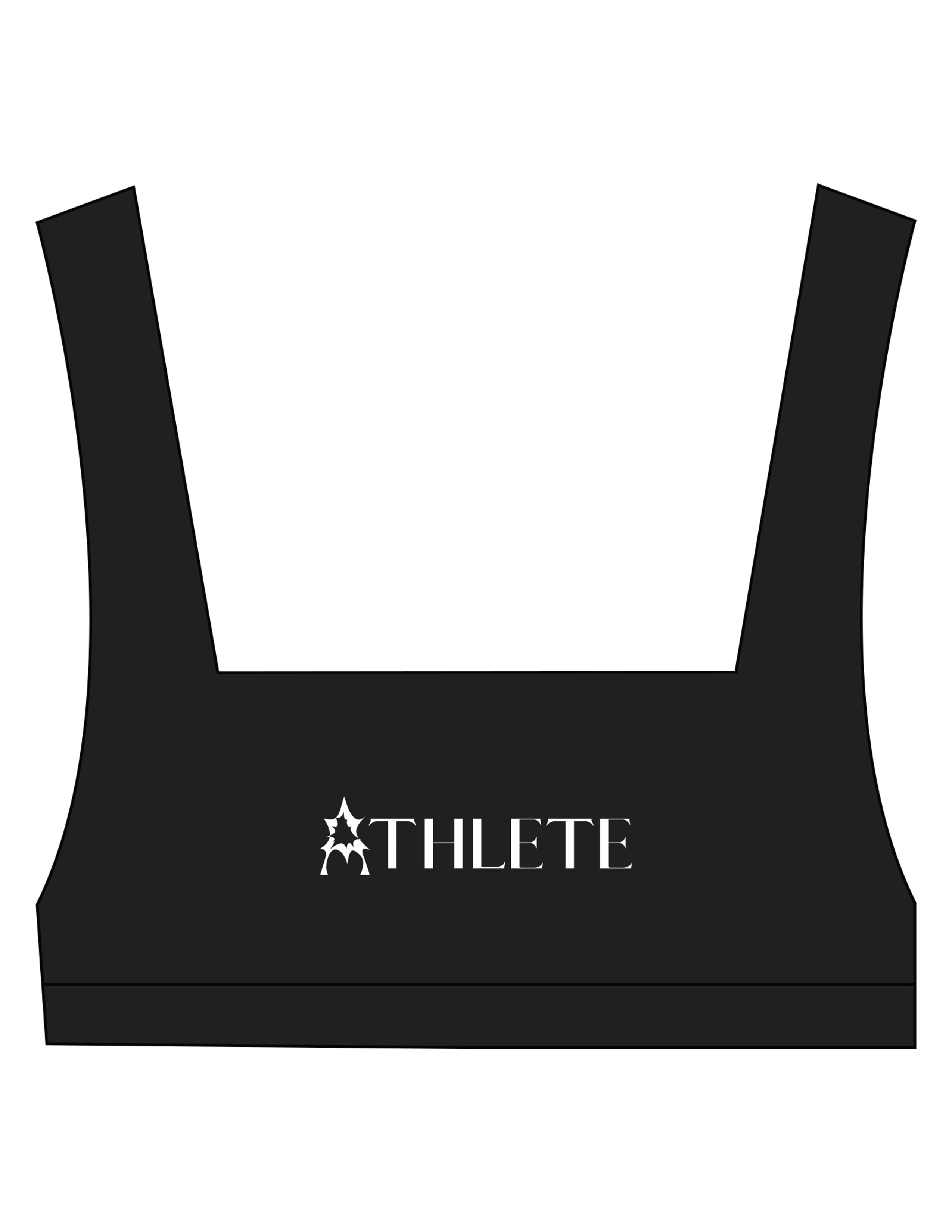 The Box Cut Bra - Black - Activate House - Center Chest "ATHLETE" - Printed - White