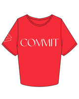 The Crop Tee - Red - Commit Fitness - Right Sleeve & Center Chest - White
