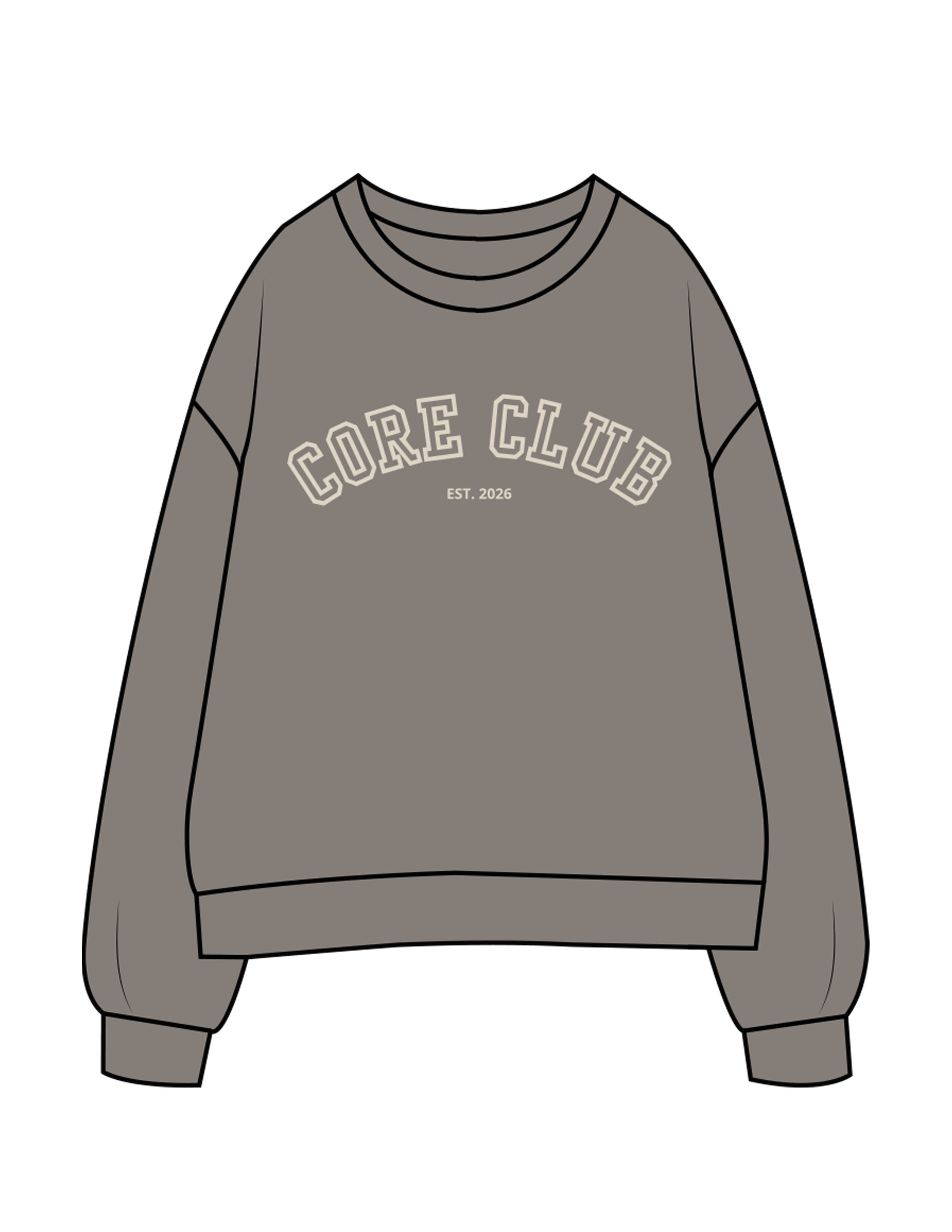 The Womens Crewneck - Washed Gray - Core&Co - Center Chest & Back Neckline - Printed - Off White