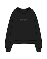 The Mens Crewneck - Black - Move House - Center Chest Stacked - Light Sage