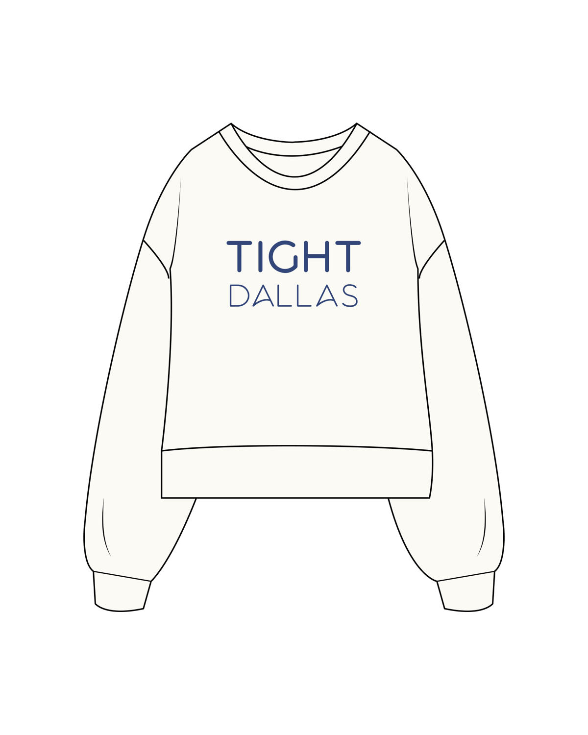 The Womens Heavyweight Crop - Off White  - Tight Dallas - Center Chest - & Back - Printed  - Full Color