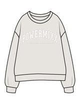 The Womens Crewneck - Washed Bone - PowerMixx - Center Chest Arc Stacked - Printed - Full Color