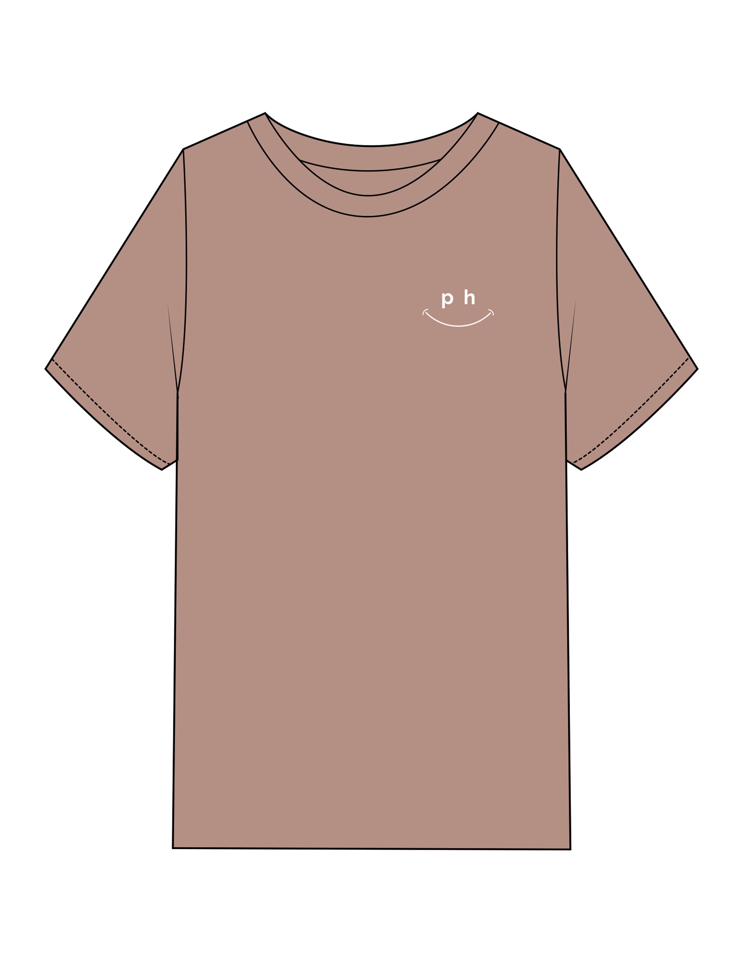 The Mens Heavyweight Tee - Washed Pink - PHS - Left Chest Stacked & Back Stacked - Printed - White