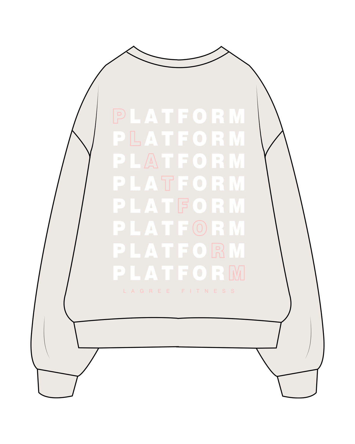 The Womens Crewneck - Bone - Platform - Center Chest & Back - Printed - Full Color