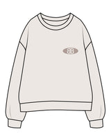 The Womens Crewneck - Bone - Body Balance - Left Chest & Back Oval Stacked - Tone on Tone