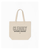 The Tote Bag - Natural - Clearly Pilates - Center Body Stacked Strips under Text - Printed - Black