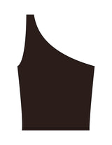 The One Shoulder Tank - Brown - ROLLHOUSE. - Left Chest Encircle - Printed - White