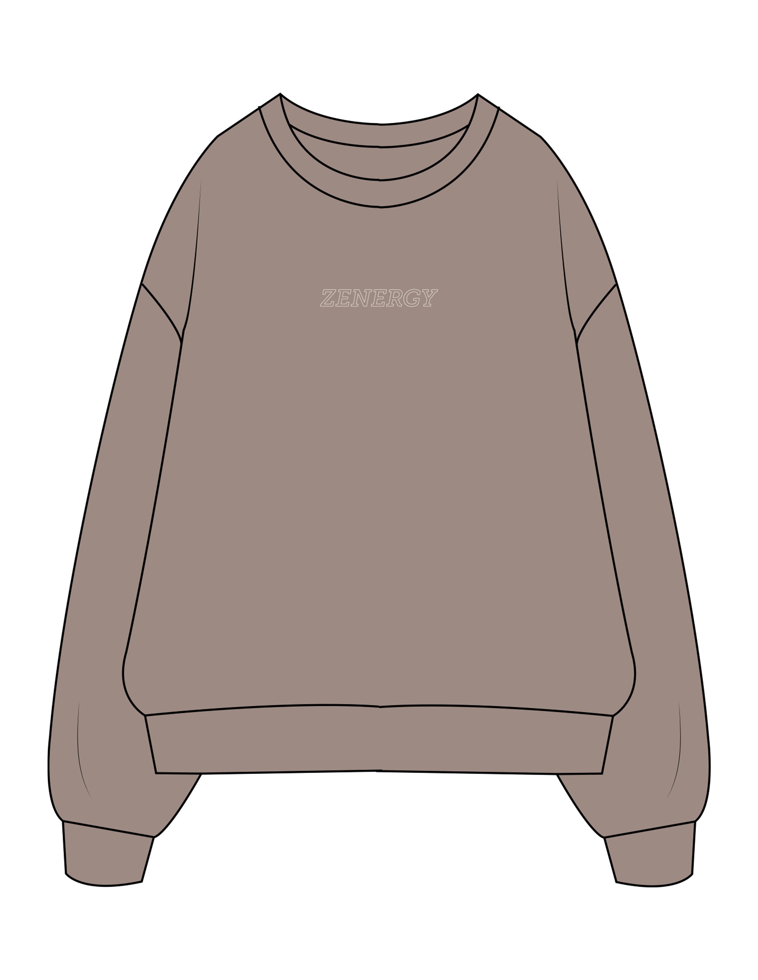 The Mens Crewneck - Washed Gray - ZENERGY CYCLING - Center Chest - Embroidered - Off White