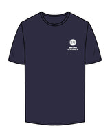 The Mens Tee - Midnight - Sigma Q - Left Chest Stacked W/ Icon - Dr. Tom Kinney, DC - Top Back Center - White