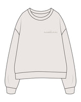 The Womens Crewneck - Bone - Sugaring Place - Left Chest Stacked & Back Center Stacked - Cinereous