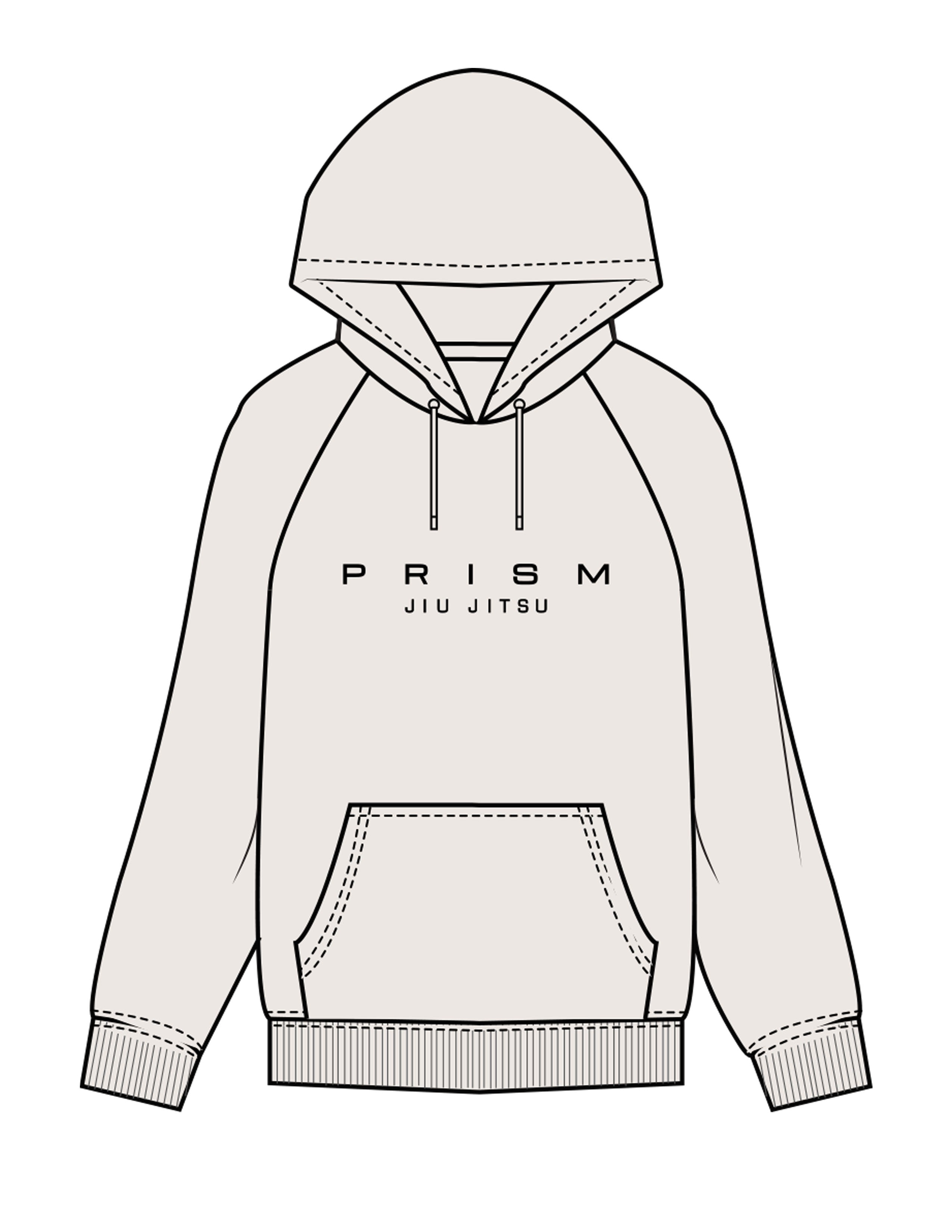 The Mens Classic Hoodie - Bone - Prism Jiu Jitsu - Center Chest & Back Stacked - Printed - Black