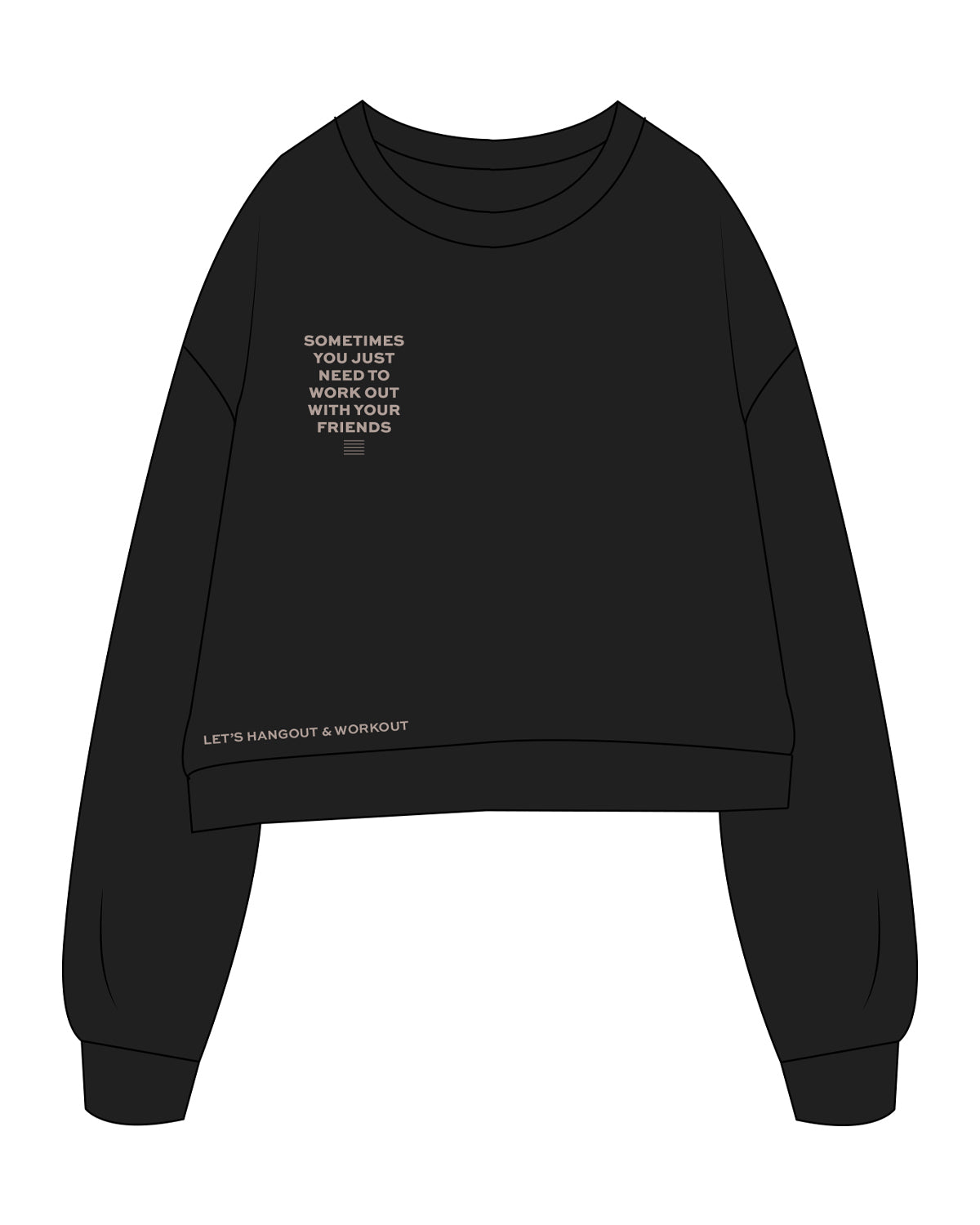 The Studio Crop - Black - Clearly Pilates - Right Chest Stacked & Front Lower Right - Printed - Bone