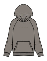 The Womens Hoodie - Washed Gray - Higher Ground - Center Chest & Back Stacked - Printed - Off White