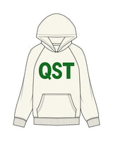 The Mens Hoodie - Off White - Q Street - Center Chest & Center Back Logo - Printed - Green