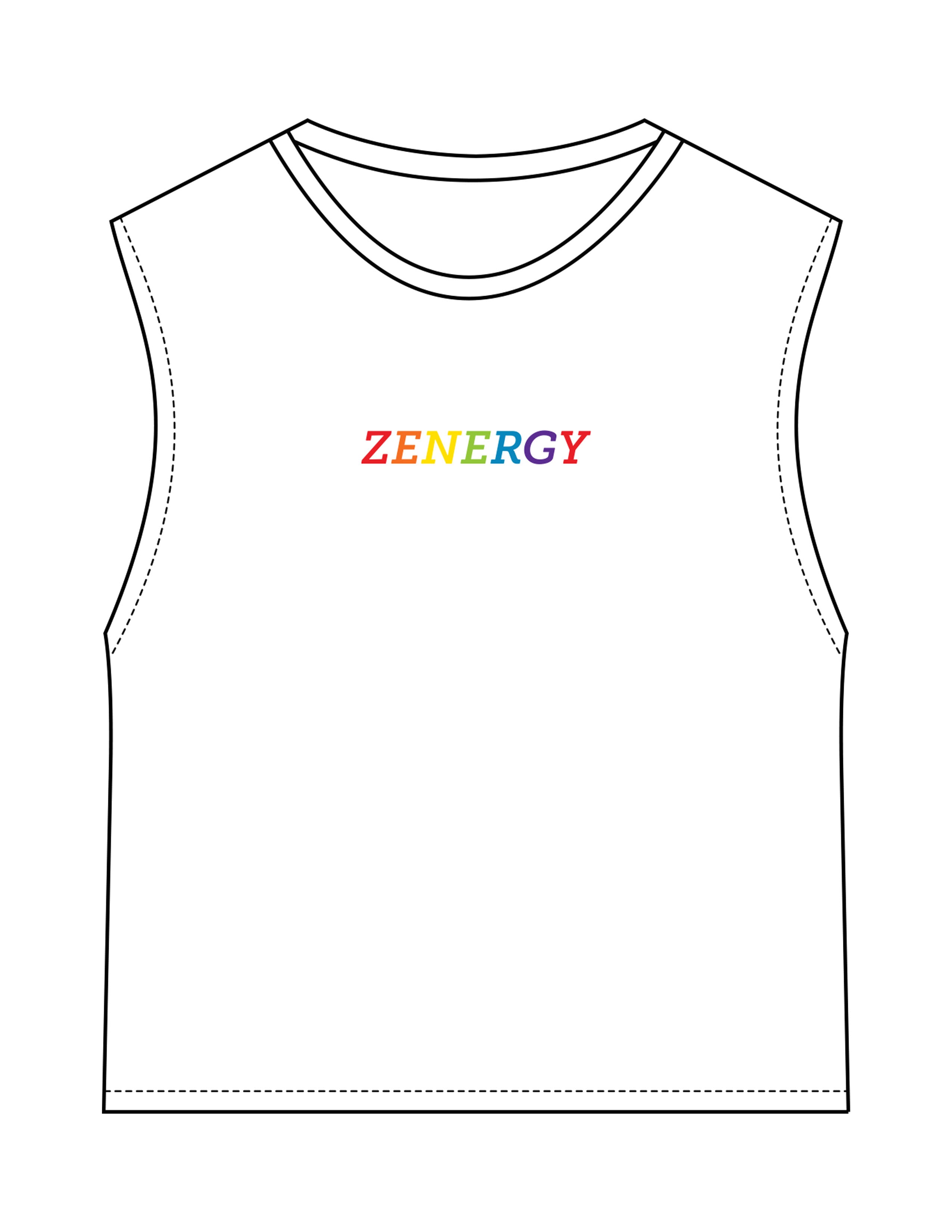 The Womens Classic Crop Tank - White - ZENERGY CYCLING - Center Chest - Printed - Full Color