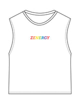 The Womens Classic Crop Tank - White - ZENERGY CYCLING - Center Chest - Printed - Full Color