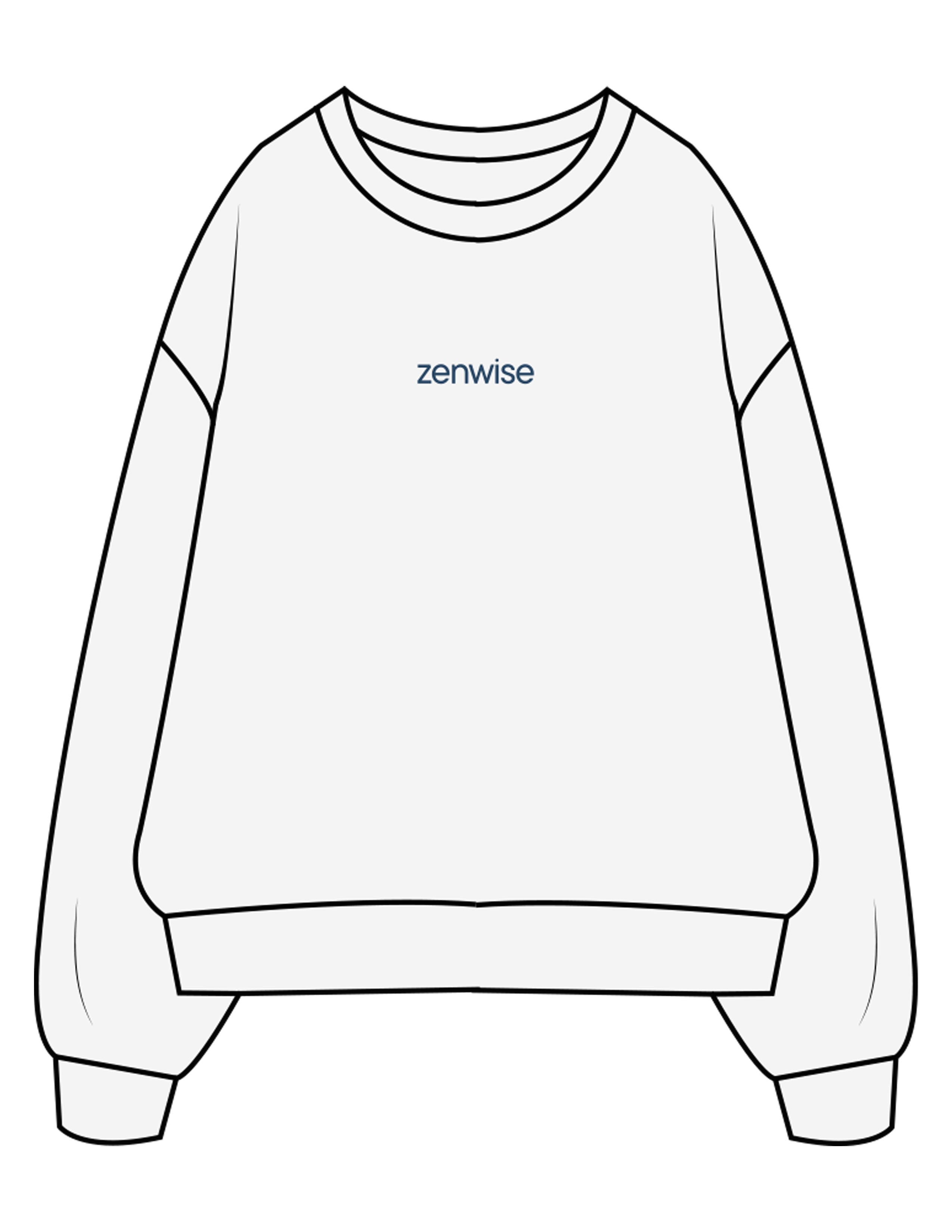 The Mens Crewneck - White Heather - Zenwise - Center Chest - EMB - Puff - Blue