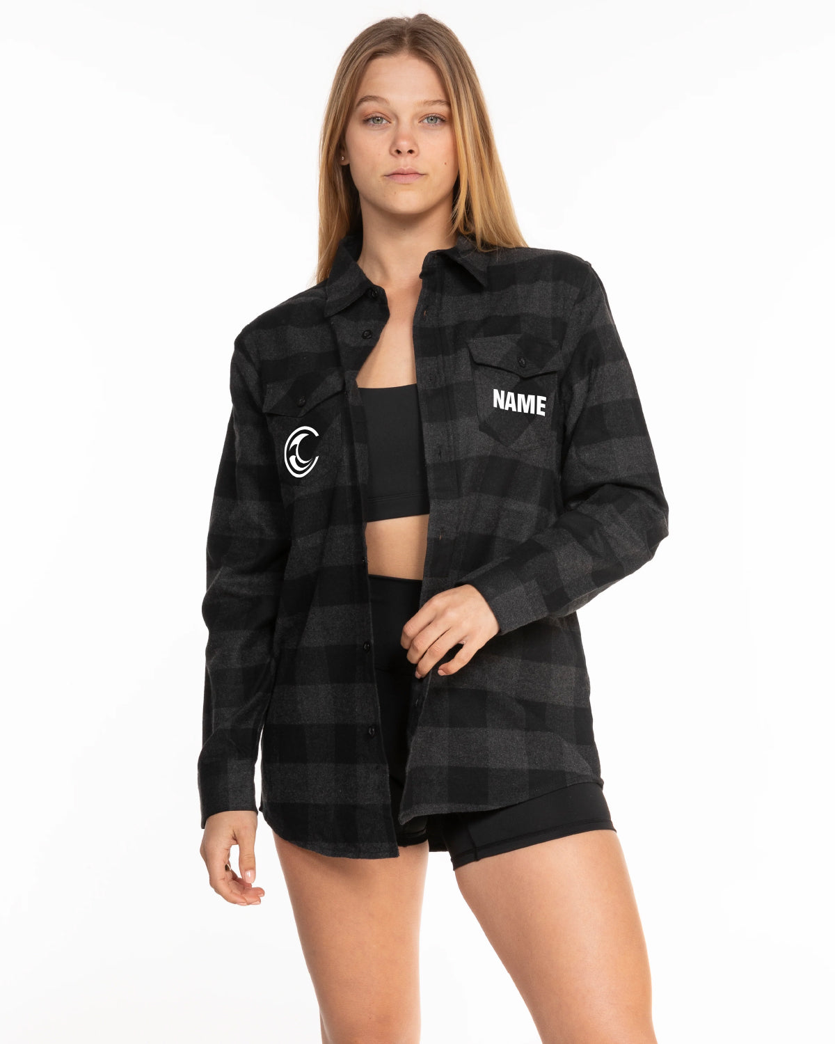 The Flannel - Gray / Black - Coastal Core - Chest & Back Center Stacked - White