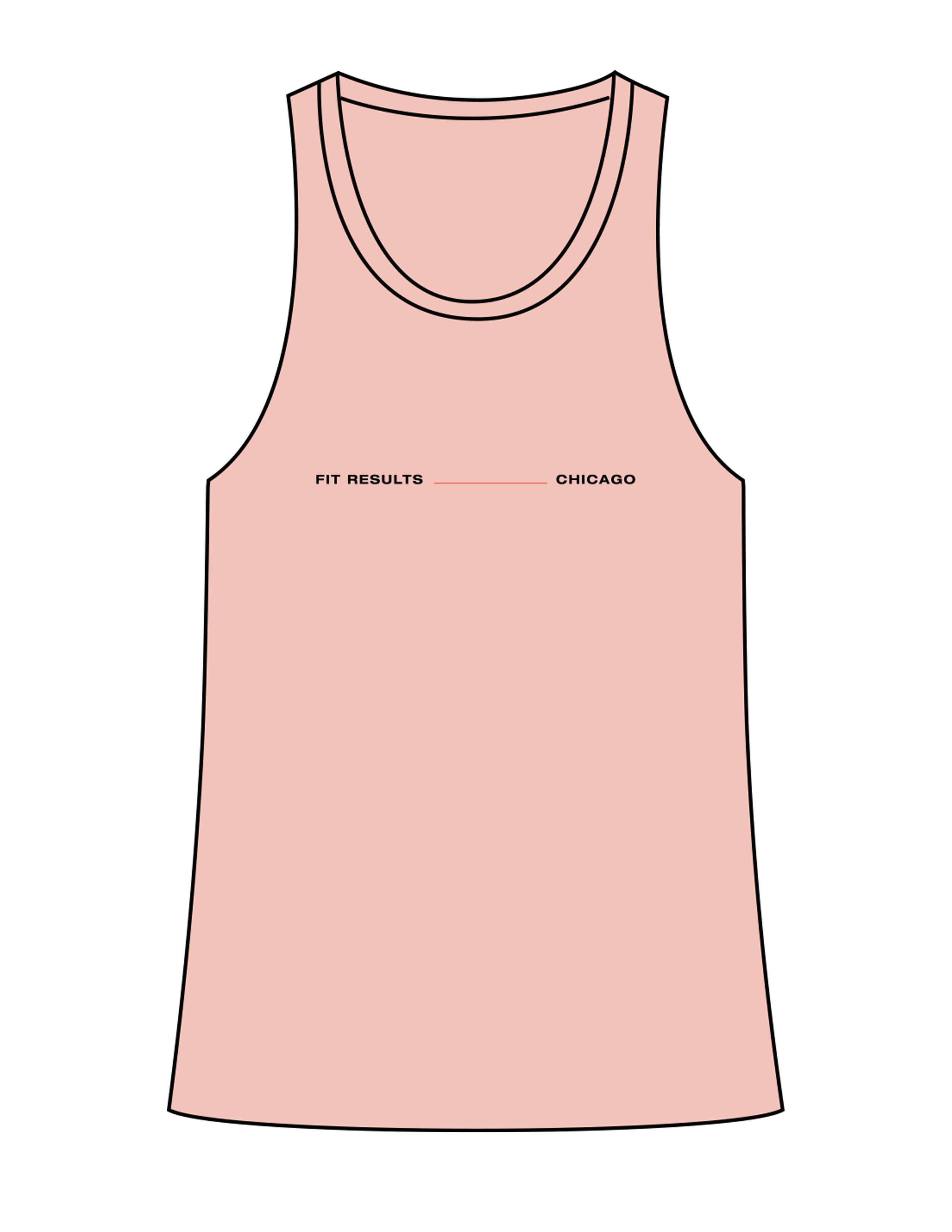 The Womens Full Length Tank - Peach - Fit Results - Center Chest & Center Back - Full Color