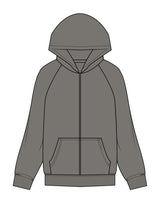The Womens Zip Hoodie - Washed Gray - XPLOREFIT - Back Stacked - Printed - Off White