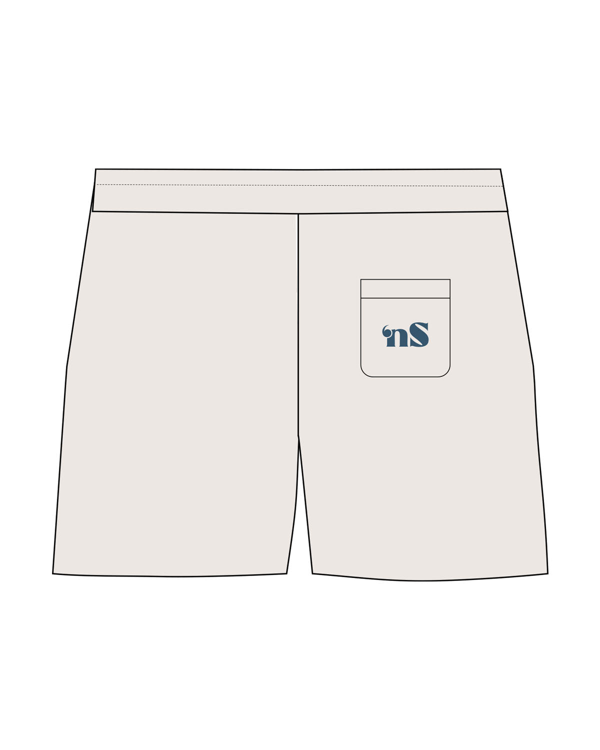 The Womens Sweat Shorts - Bone - NSpiers - Back Pocket - Printed - Blue (35576e)