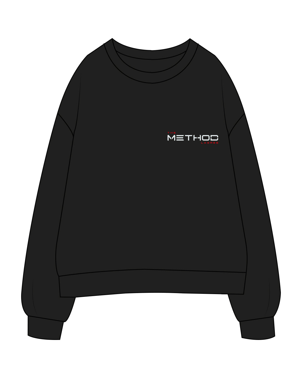 The Womens Crewneck - Black - TML - Left Chest Stacked - Full Color