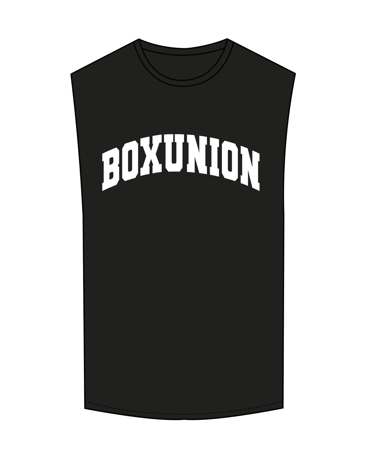 The Muscle Tank - Black - Box Union - Center Chest Arc - White