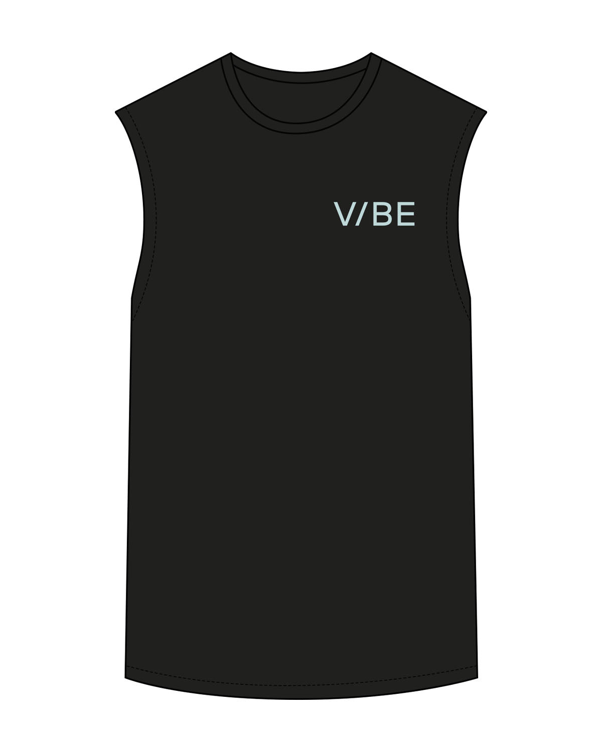 The Mens Classic Tank - Black - The Vibe - Left Chest - Printed - Light Blue