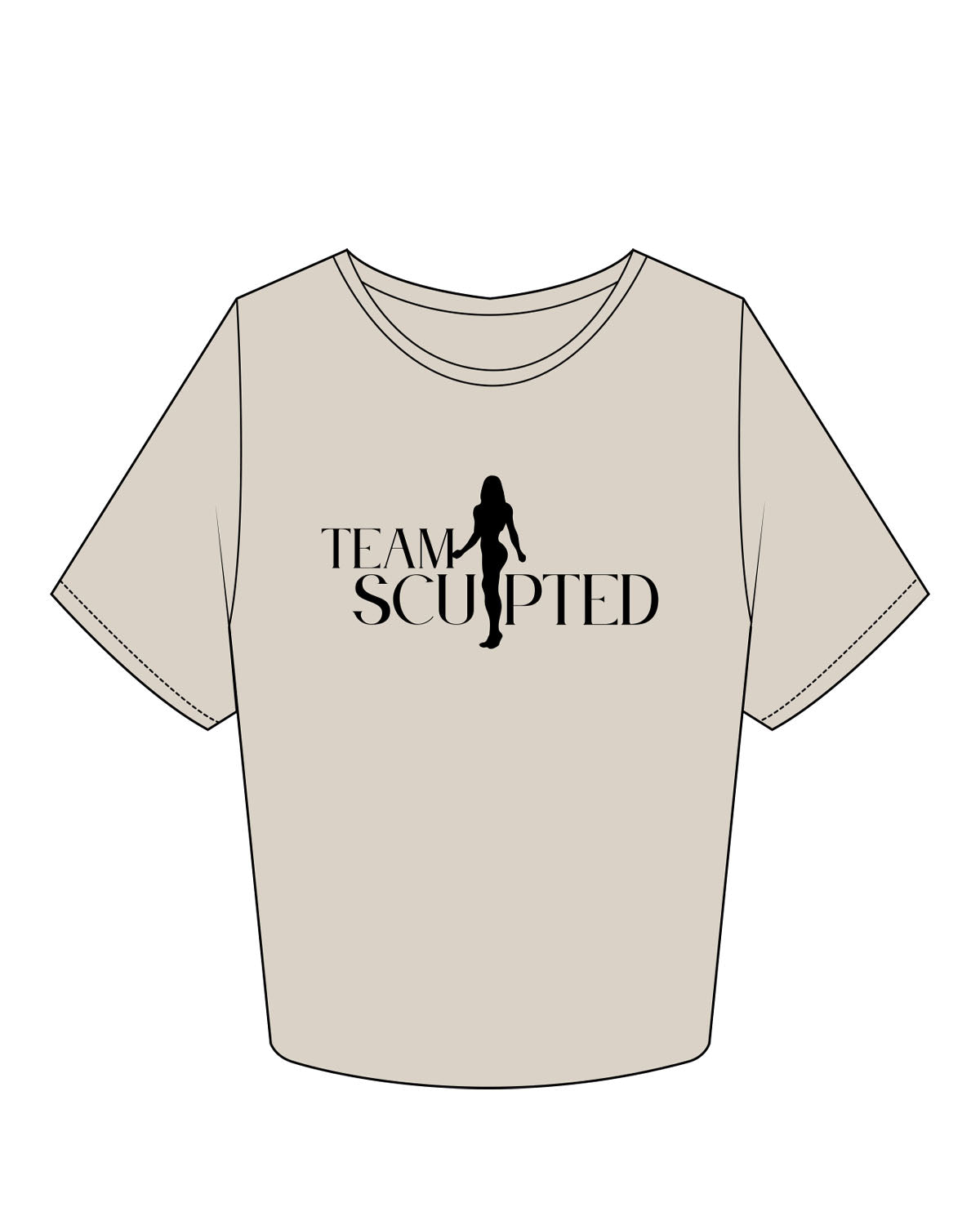 The Crop Tee - Bone - Team Sculpted - Center Chest - Printed - Black