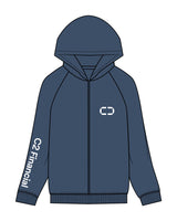 The Recycled Unisex Zip Hoodie - Sea - C2 Financial - Left Chest & Right Sleeve - Printed - White