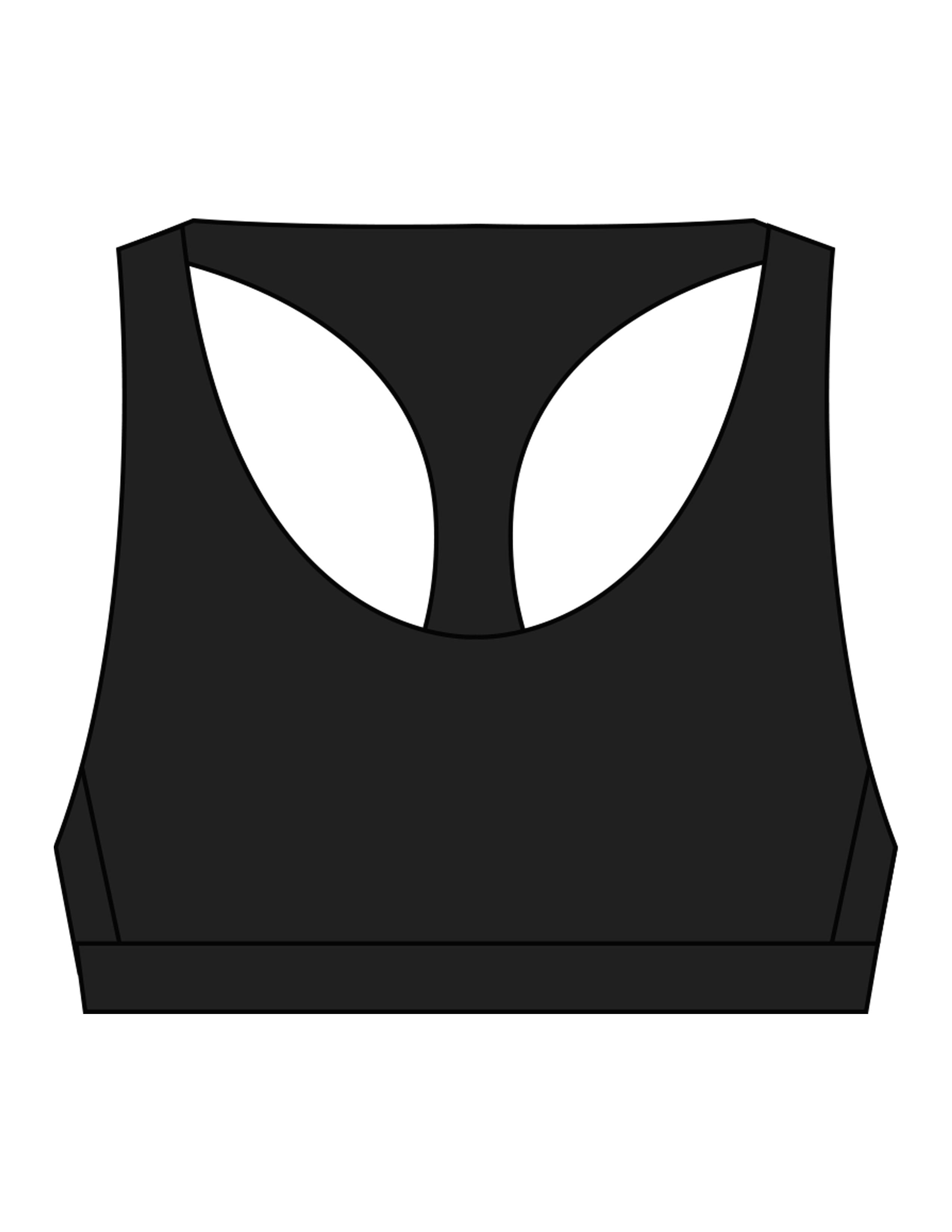 The Racer Bra - Black - Higher Ground - Back Stacked - Printed - White